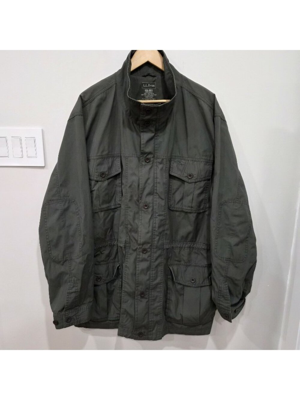 Vintage LL Bean Chore Jacket Mens XXL Green Gray Military Utility Safari Field